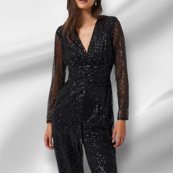 FRENCH CONNECTION Women’s Dilara Embellished Sequined Jumpsuit in the Size 6US - Picture 4 of 13